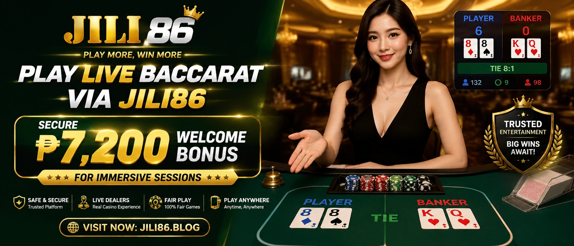 JILI86 live casino lobby visual